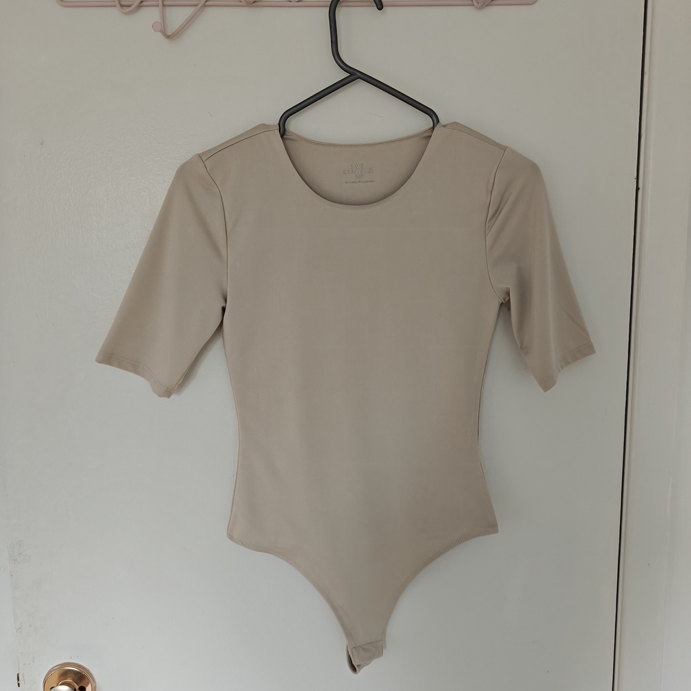 Beige Short Sleeve Bodysuit